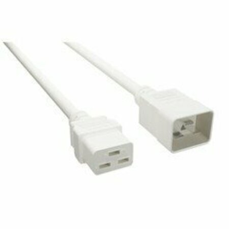 SWE-TECH 3C Heavy Duty Server Power Extension Cord, White, C20 to C19, 12AWG/3C, 20 Amp, 2 foot FWT10W3-41202WH